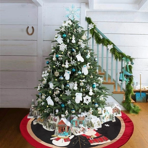 120cm multi-layer Christmas tree skirt with Santa Claus and Snowman festive patterns