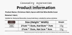 Detailed size specifications for Christmas gnome and snowman apron wine bottle covers