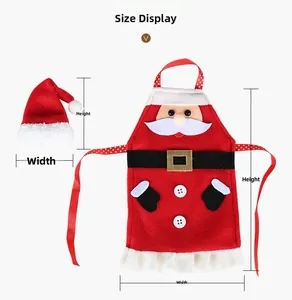 Size chart for Santa cloth apron wine bottle cover and mini red Christmas hat decoration