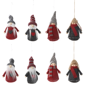 8-piece set of handmade Christmas gnome dolls with knitted hats for tree decoration