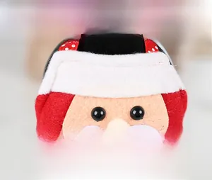Detailed close-up of Santa Claus apron wine bottle cover showing premium fabric texture