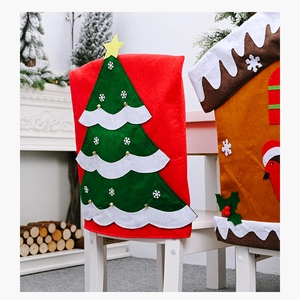 Detailed Christmas chair covers with festive holiday embroidery on soft felt fabric