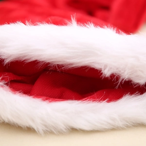Extra long plush Christmas hat for adults with soft white faux fur trim details