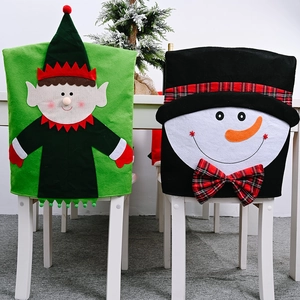 Christmas elf and snowman chair covers made of non-woven fabric for holiday dining decor