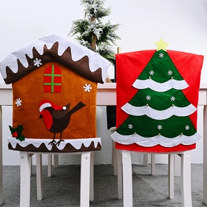 Christmas chair covers set with gingerbread house and festive tree designs for home decor