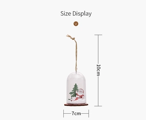 Size display of a Santa Claus pendant in a transparent dome, 10cm by 7cm