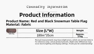 Specifications of red and black Christmas table runner with dimensions 180cm by 35cm