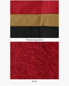 Detailed close-up of thick non-woven Christmas table runner fabric with fiber texture