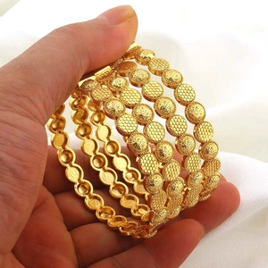 Vintage Dubai 24K Verguld Koper Honingraat Textuur Armring Armband Voor Vrouwen Bruiloft Feest Klassieke Visubub Sieraden