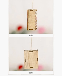 Detailed side and back view of a handcrafted wooden Christmas ornament with scalloped edges