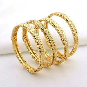 Set di bracciali placcati oro 24k mediorientali con trama intrecciata vintage