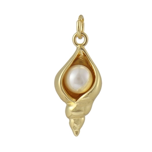 Pendentif perle en forme de conque en métal doré pour la création de bijoux DIY