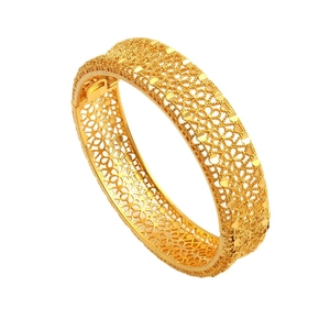 Bracciale rigido largo placcato oro 24K con motivo a filigrana cava stile Dubai