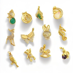 Fashion Copper Micro Pave Zircon Animal Pendants Butterfly Fox Rabbit Moon Reindeer Seahorse Charms For Jewelry Making