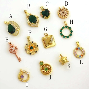Detailed selection of 18k gold plated windmill and heart pendants with zircon inlays