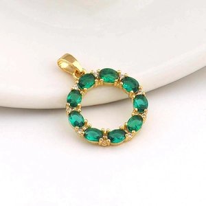 Exquisite 18k gold plated windmill pendant with green emerald zircons for DIY jewelry