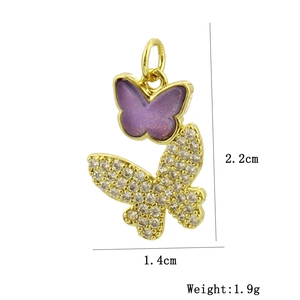 Detailed view of DIY butterfly pendant with dimensions 2.2cm height and zircon inlay