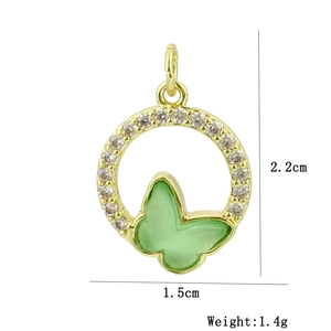 Goldener Schleife Schmetterling Zirkon Anhänger mit Maßen von 2,2cm Höhe und 1,5cm Breite