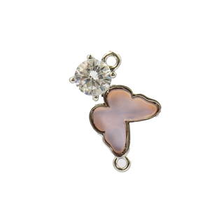 Colgante mariposa bañada en oro DIY con circón blanco y alas rosas para hacer joyas
