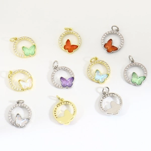 Schleifen-Herz-Zirkon-Anhänger in Gold- und Silbermetallrahmen für DIY-Schmuck