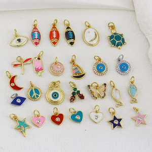 Ciondoli in Smalto di Rame per Creazione Gioielli Farfalla Cuore Malocchio Ciondoli Placcati in Oro Strass Accessori DIY