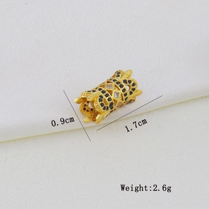Gold-plated hollow copper cylinder bead with micro-inlaid cubic zirconia for bracelets