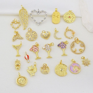 Ciondoli in Rame con Strass per Creazione Gioielli Fai da Te Cuore Calice Mongolfiera Piuma Pendenti per Donna