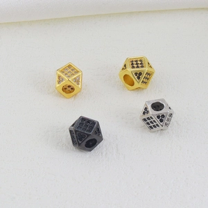 Macro view of micro-paved cubic zirconia geometric charms for DIY jewelry making