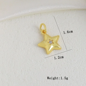 Star-shaped gold pendant with central cubic zirconia and measurements 1.6cm by 1.2cm
