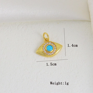 Detailansicht Evil Eye Anhänger mit Türkis und Zirkonia, Größe 1,5 cm x 1,4 cm, 1g