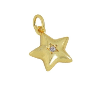 Minimalist gold star pendant with zircon stone and integrated hanging loop for jewelry
