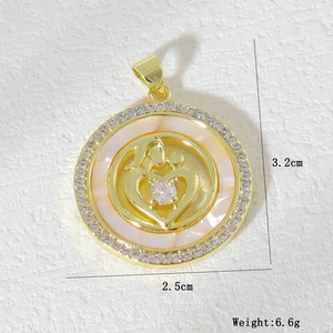 Detail showing dimensions of 3.2cm by 2.5cm for the heart mother and child gold pendant