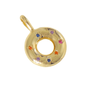 Ciondolo a ciambella placcato oro 18 carati con gemme colorate per collane DIY