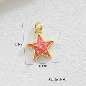 Pendentif étoile pailleté rose plaqué or 18 carats de 1,4 cm pour création bijoux DIY