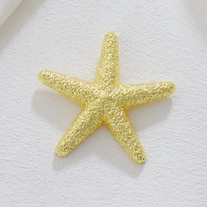 Dettaglio di un ciondolo a forma di stella marina dorata con texture martellata
