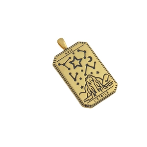 Colgante dorado de carta de tarot con diseño de La Estrella XVII en acero pulido