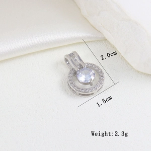 Detail showing dimensions of 2.0cm length and 1.5cm diameter for the luxury zircon pendant