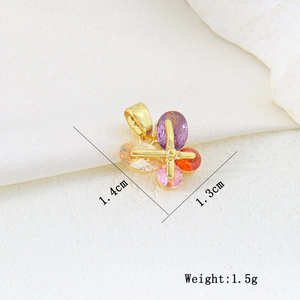Detailed view of colorful butterfly zircon pendant with 1.4cm x 1.3cm size measurement