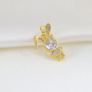 Exquisite gold-plated rabbit pendant with sparkling zircon inlays for jewelry design
