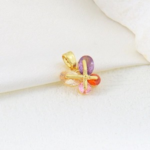 Exquisite gold-plated butterfly pendant with colorful zircon stones and large bail
