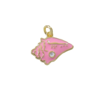 Übertriebener Meerjungfrau Muschel Anhänger mit rosa Emaille und Gold Plattierung