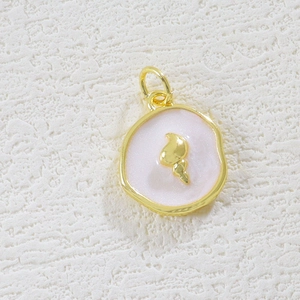 18K gold plated ocean series pink shell heart pendant with ring for DIY jewelry making