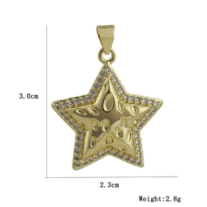 Detailed view of cubic zirconia star pendant with dimensions 3.0cm height and 2.3cm width