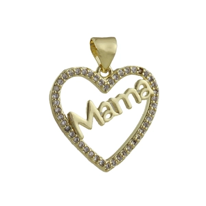 Ciondolo a cuore dorato con scritta Mama e cristalli scintillanti per regalo mamma