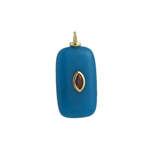 Pendente turchese rettangolare con pietra marquise bruna e montatura dorata