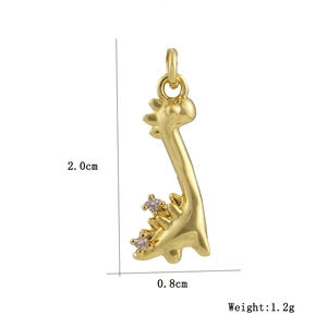 Mini golden dinosaur pendant detail with white zircon inlay and 2.0cm height dimension
