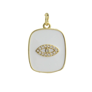 Primer plano de colgante bañado en oro 18k con esmalte blanco y ojo turco de circón