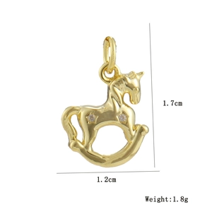 Miniature rocking horse pendant dimensions showing 1.7cm height and 1.2cm width