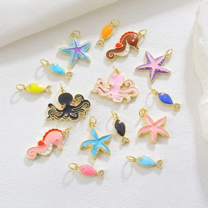 Colorful sea creature pendants with starfish, seahorse and fish charms for DIY jewelry