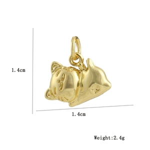 Detailed view of a mini golden tiger charm with size 1.4cm and weight 2.4g specs